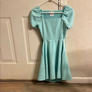Rare Editions Green Peplum Puff Sleeve Sundress